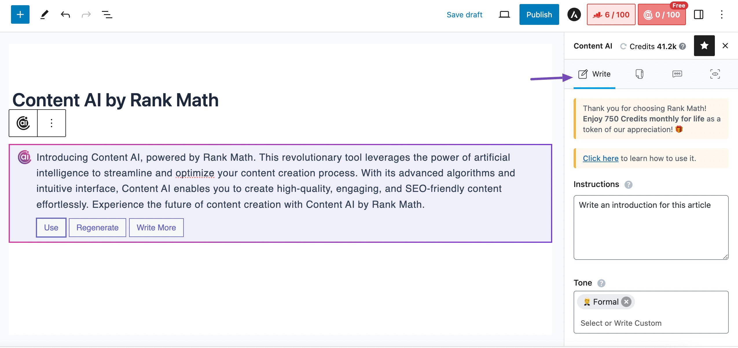 Content AI metabox